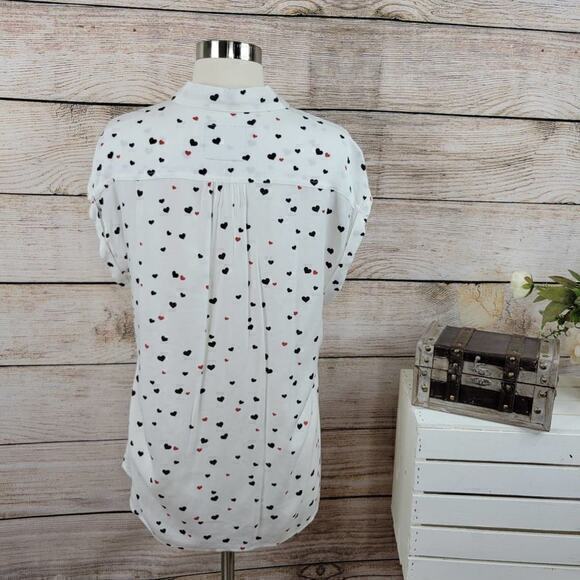 Rails Britt Button Down Hearts on‎ Fire White Shirt Size Extra Small - Picture 6 of 9